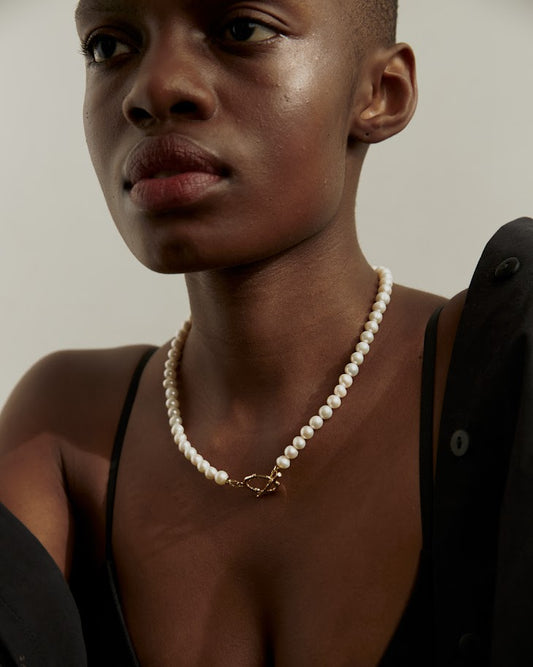 GOLD BAMBOO PEARL NECKLACE