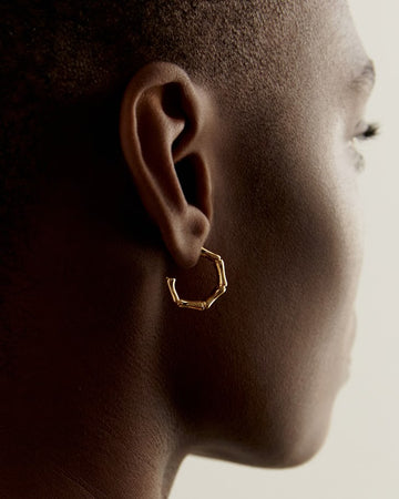 GOLD LARGE BAMBOO EARRINGS